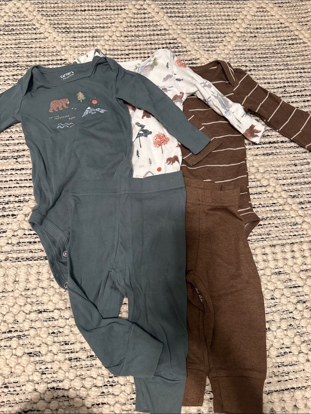 Carter's Long-Sleeve One-Piece Bodysuits (Set of 3) and 2 pants